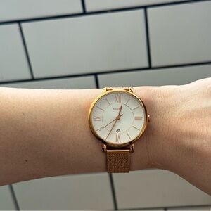 Fossil Carlie 3 Handed Rose Gold Stainless Steel Watch